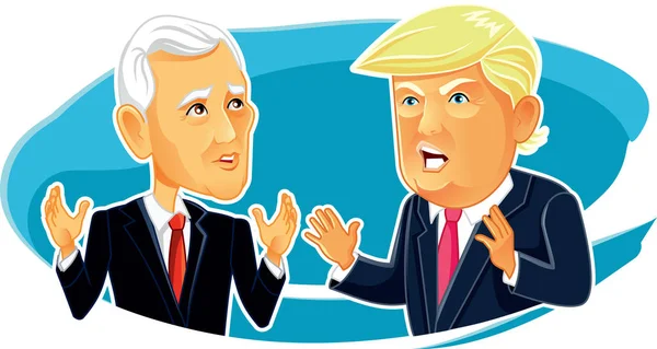Febrero 23, 2017 Mike Pence y Donald Trump Vector Caricatura — Vector de stock