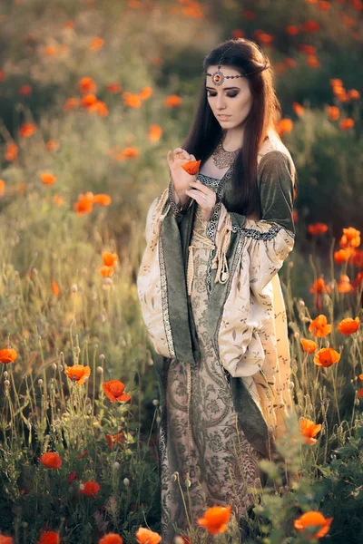 Princess pulling Petals from a Poppy Flower for Love Superstation — стоковое фото