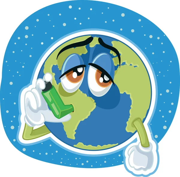 Planeta Terra Sofredor Cartoon Vector Ecologia Conceito Ilustração —  Vetores de Stock