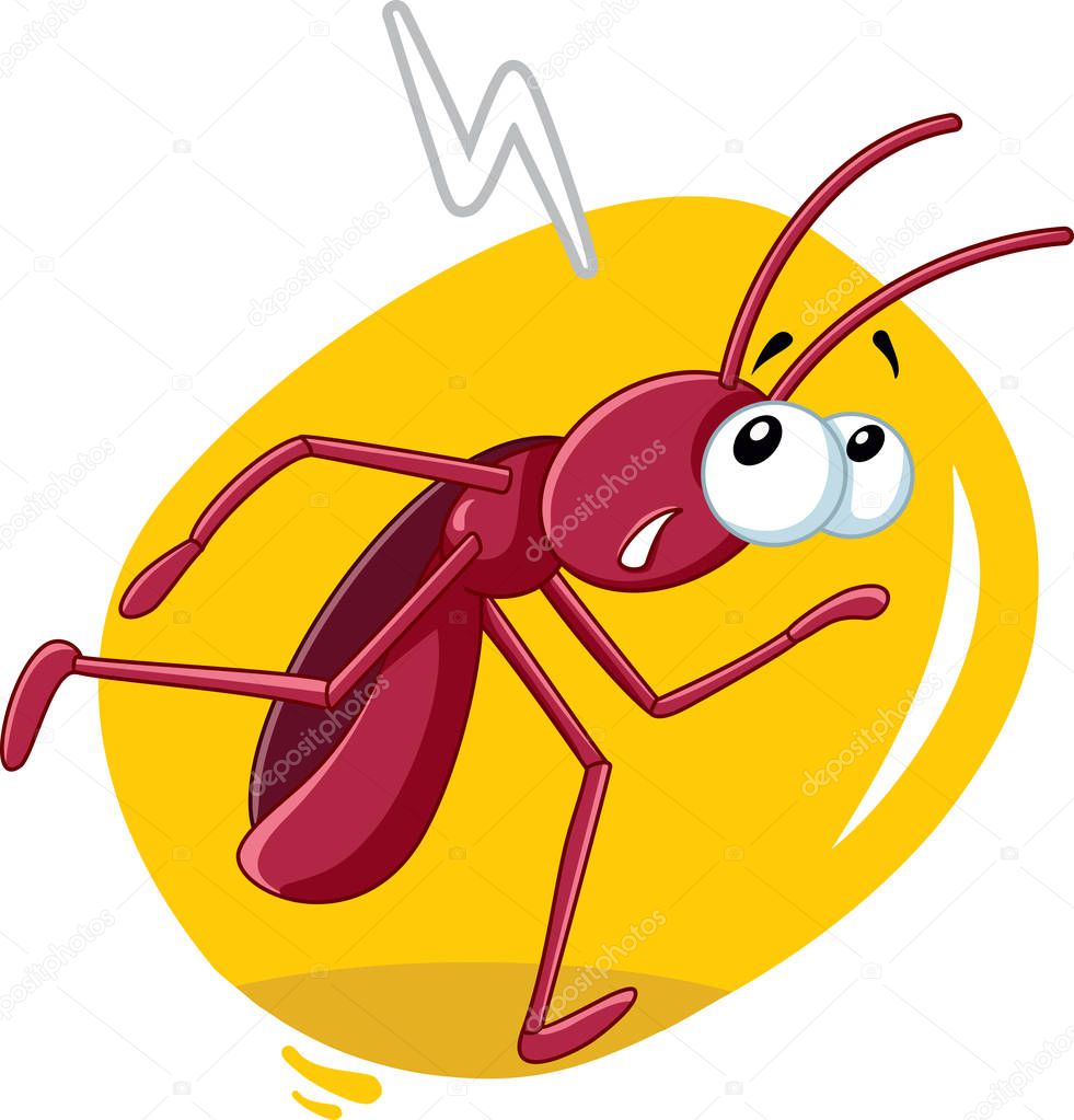 Running Cockroach Insect Vector Cartoon Illustration 