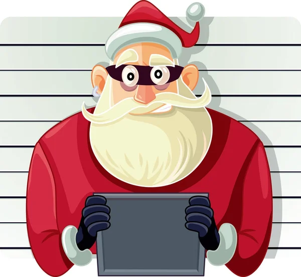 坏的圣诞老人警察照片矢量卡通 — 图库矢量图片
