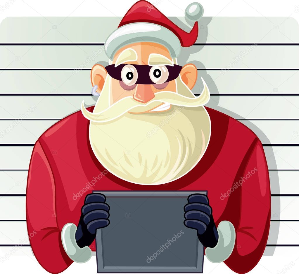 Bad Santa Police Mugshot  Vector Cartoon