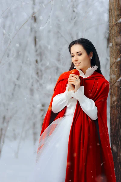 Hermosa Princesa Blanca Nieve Invierno Cuento Hadas País Las Maravillas —  Fotos de Stock