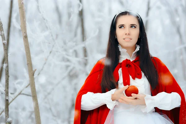 Beautiful Snow White Princess Winter Fairy Tale Wonderland — Stock Photo, Image