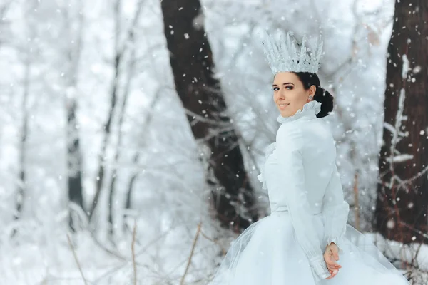 Gyönyörű Jég Királyné Winter Wonderland — Stock Fotó