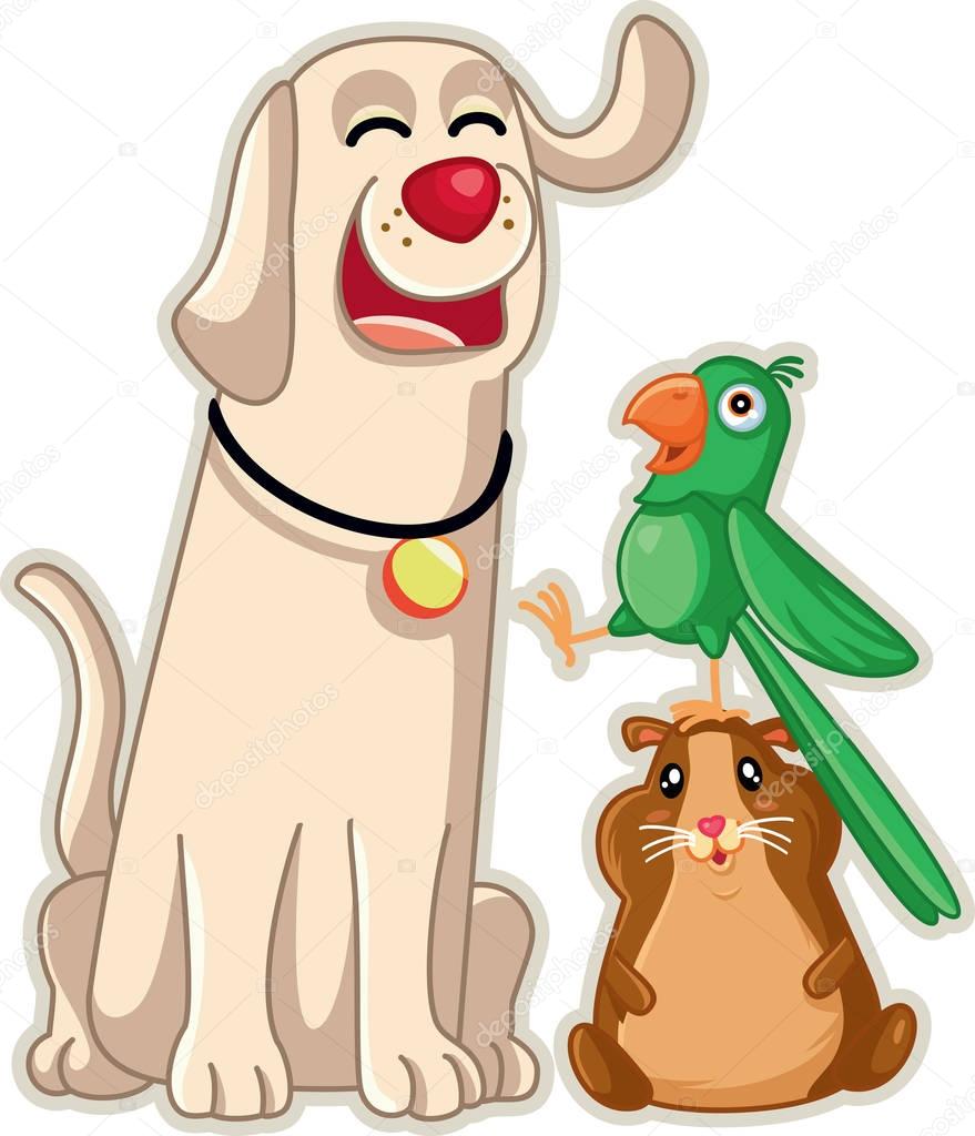 Funny Pet Shop Mascots Vector Cartoon