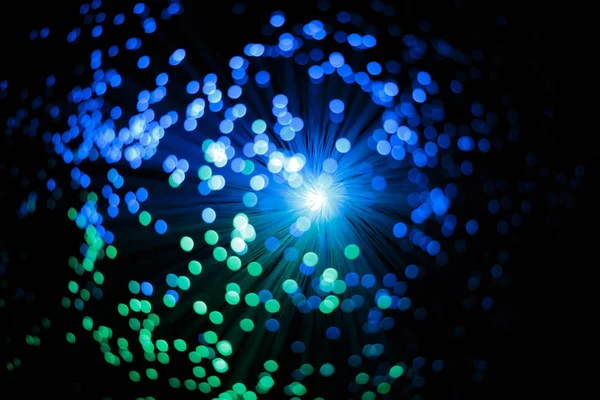 Abstrato Fibra Óptica Azul Verde Tecnologia Concept Background — Fotografia de Stock