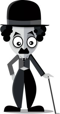 Editoryal karikatür Charlie Chaplin vektör karikatür çizim