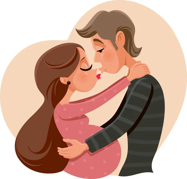 Пара Поцелуев Празднование Векторной Иллюстрации Беременности — стоковый вектор