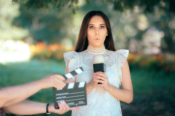 Shy Actress Auditioning Movie Film Video Casting — Stock Photo, Image