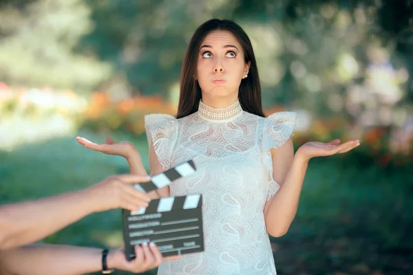 Engraçado Atriz Auditioning Para Filme Filme Vídeo Casting — Fotografia de Stock