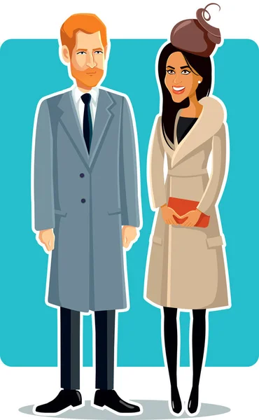 Meghan Markle Prince Harry Vector Ilustração —  Vetores de Stock