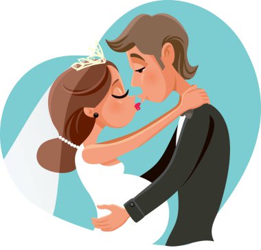 Hamile gelin damat vektör karikatür öpüşme