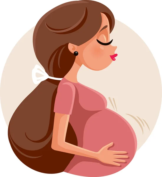 Gravid Kvinna Känsla Baby Kick Vektorillustration — Stock vektor