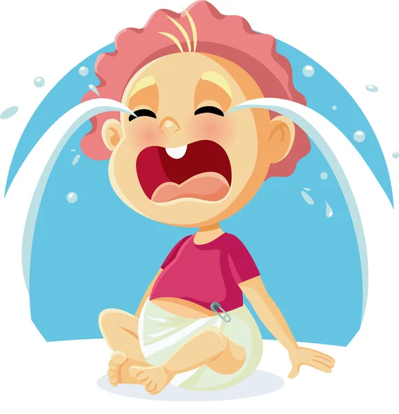 Funny Baby Crying Vector Cartoon Illustration — Stock Vector
