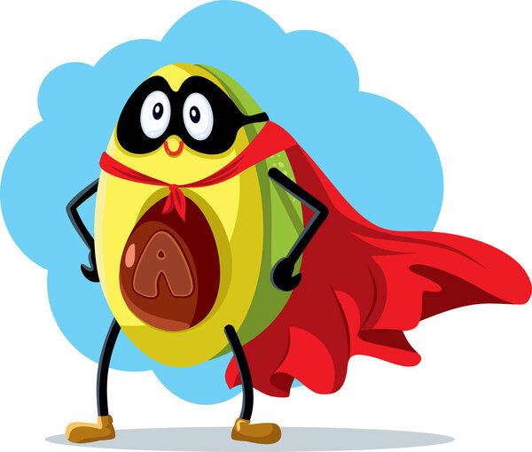 Superhero Avocado Super Food Vector Cartoon
