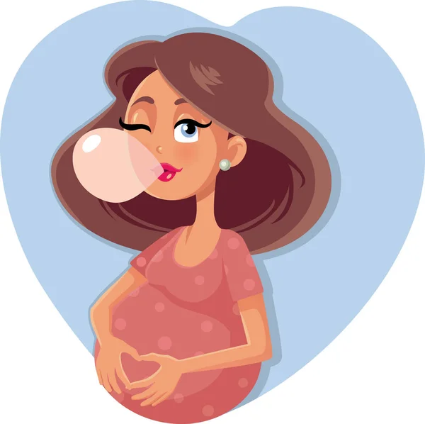 Drôle Bulle Gomme Enceinte Femme Vecteur Dessin Animé — Image vectorielle