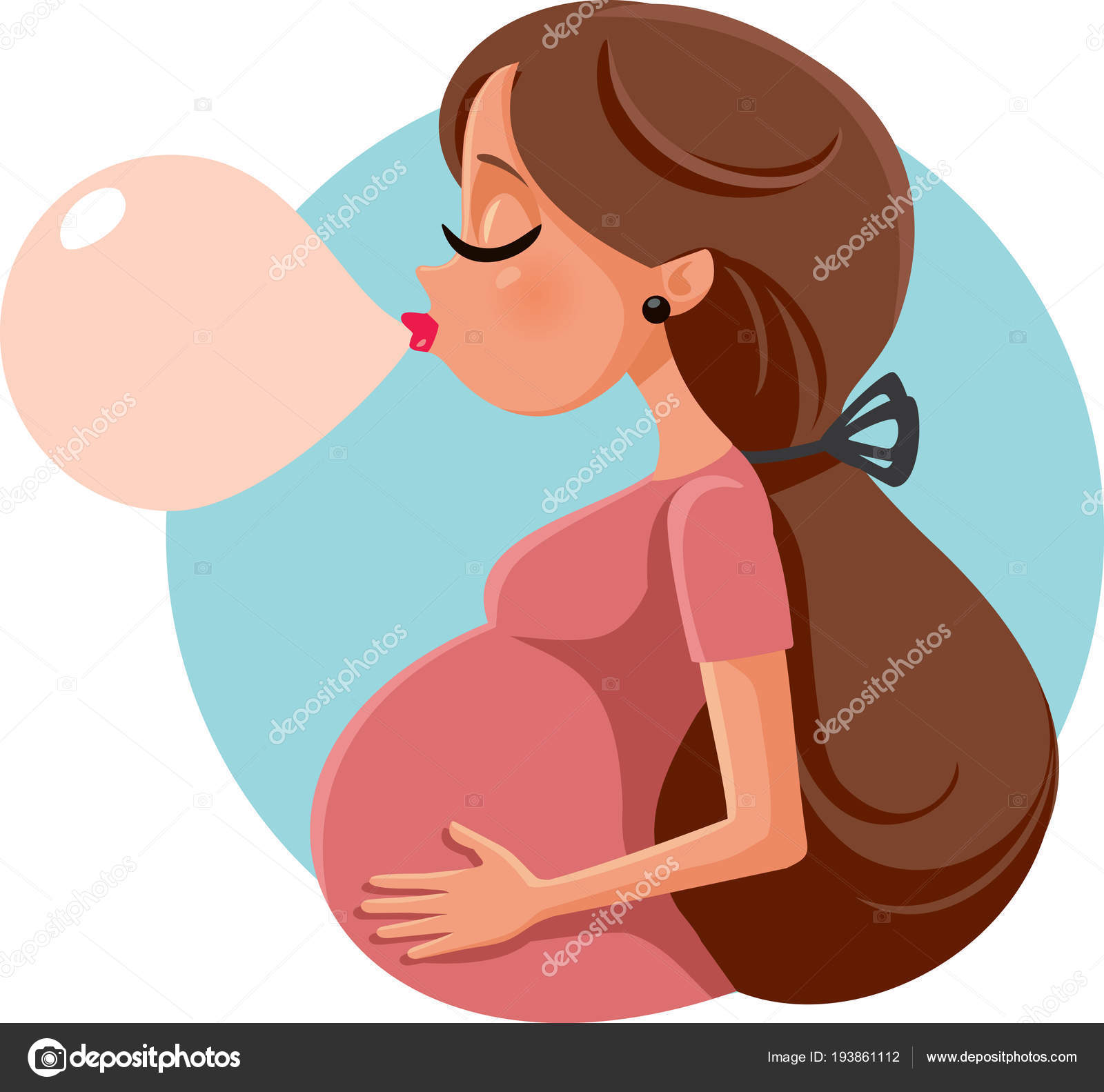 Funny Bubble Gum Pregnant Woman Vector Cartoon Stock Vector Image by  ©nicoletaionescu #193861112
