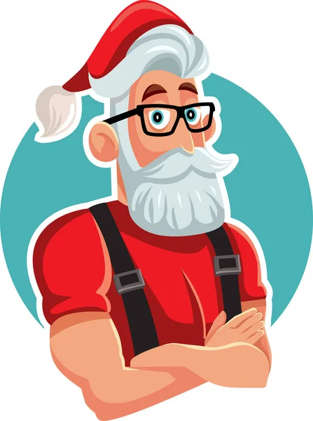 Coole Hübsche Weihnachtsmann Bereit Für Weihnachten Vektor Illustration — Stockvektor