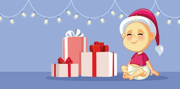 Banner Dibujos Animados Bebé Navidad Vector — Vector de stock