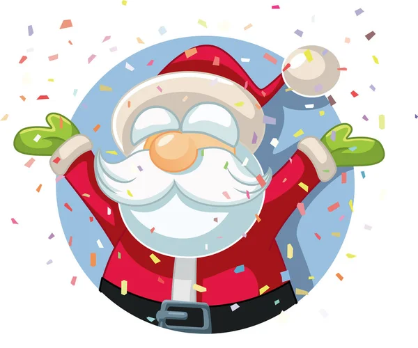 Babbo Natale Festeggia Con Confetti Vector Cartoon — Vettoriale Stock