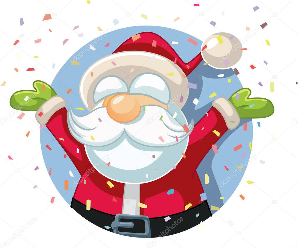 Santa Claus Celebrating with Confetti Vector Cartoon