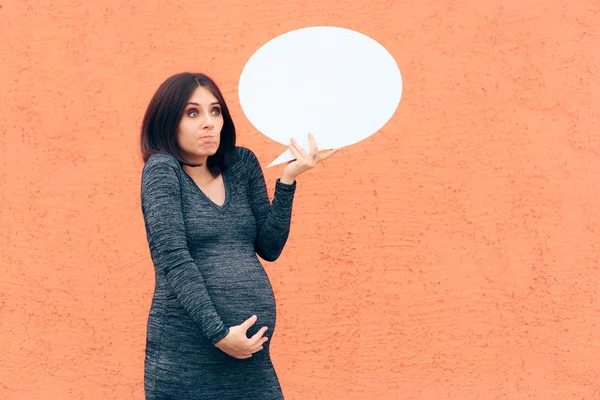 Загадочная Беременная Женщина Пузырьком Речи Которой Вопросы — стоковое фото