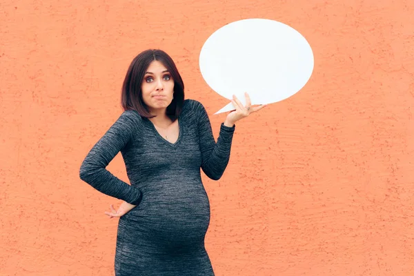 Puzzle Těhotná Žena Řečovou Bublinou Otázkami — Stock fotografie