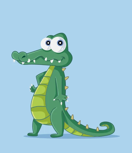 Lustige Zeichentrick Krokodil Vektorfigur — Stockvektor