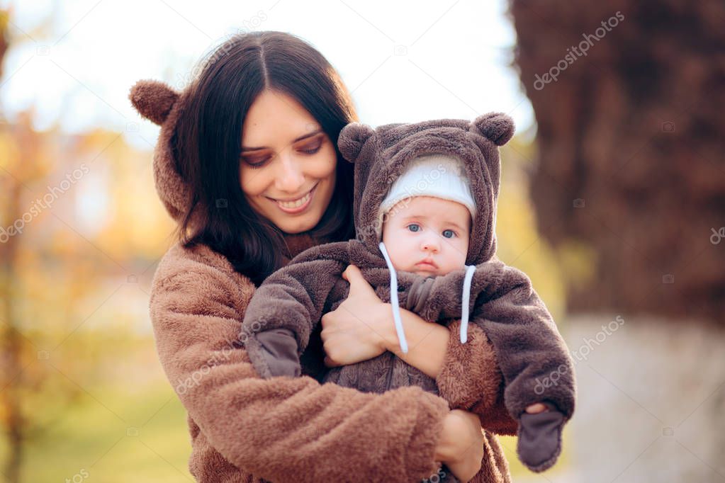Mother and Baby Daughter Wearing Cute Similar Outfits