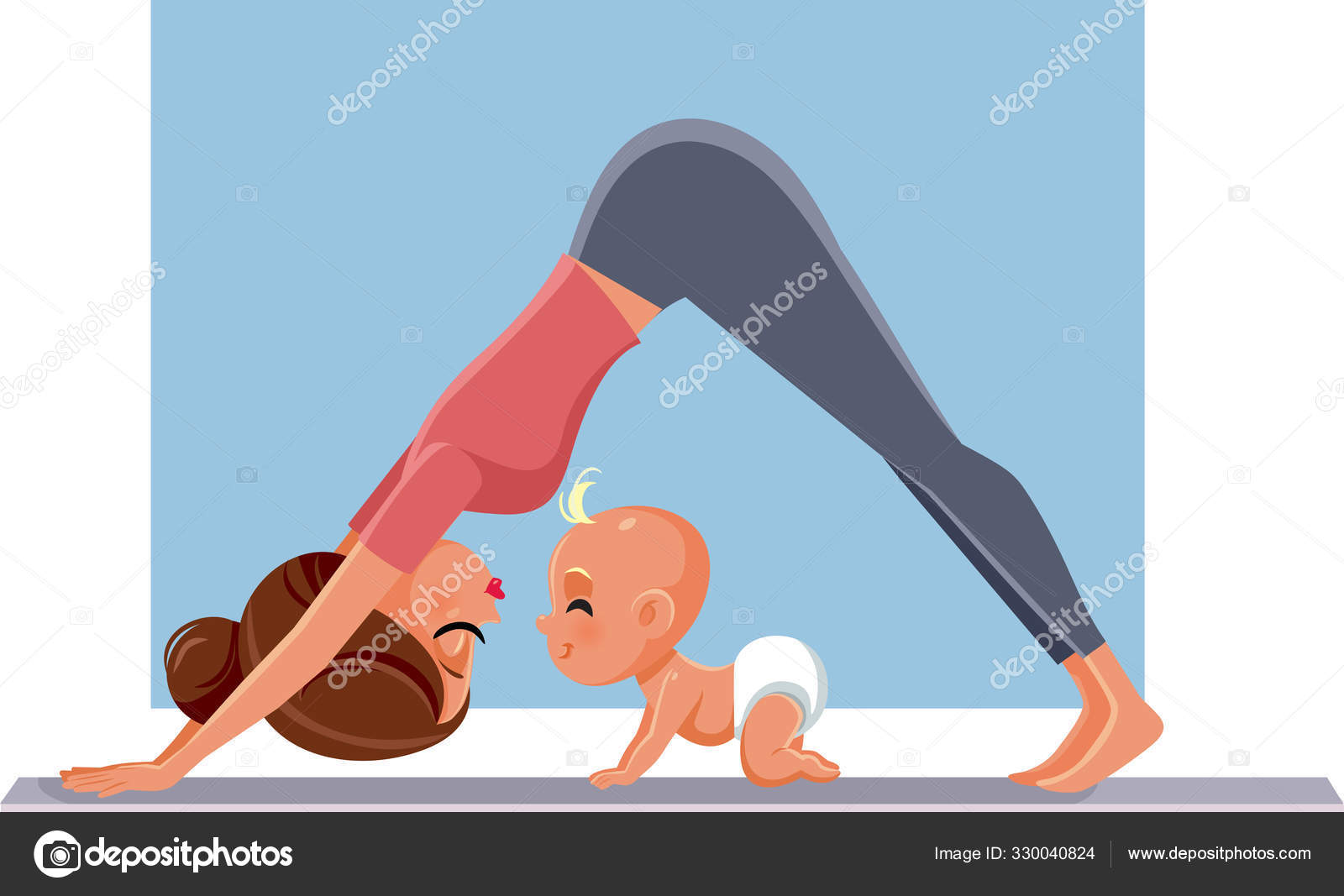Mother Exercising Her Baby Yoga Mat Stock Vector by ©nicoletaionescu