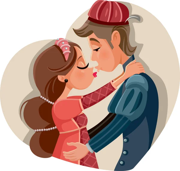 Romeo Giulietta Baciare Vettoriale Illustrazione — Vettoriale Stock