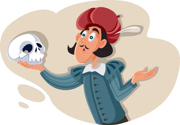 Hamlet Holding Skull Asking Domanda Esistenziale — Vettoriale Stock