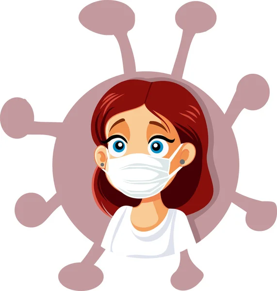 Woman Wearing Face Mask Vector Illustration — Stock Vector