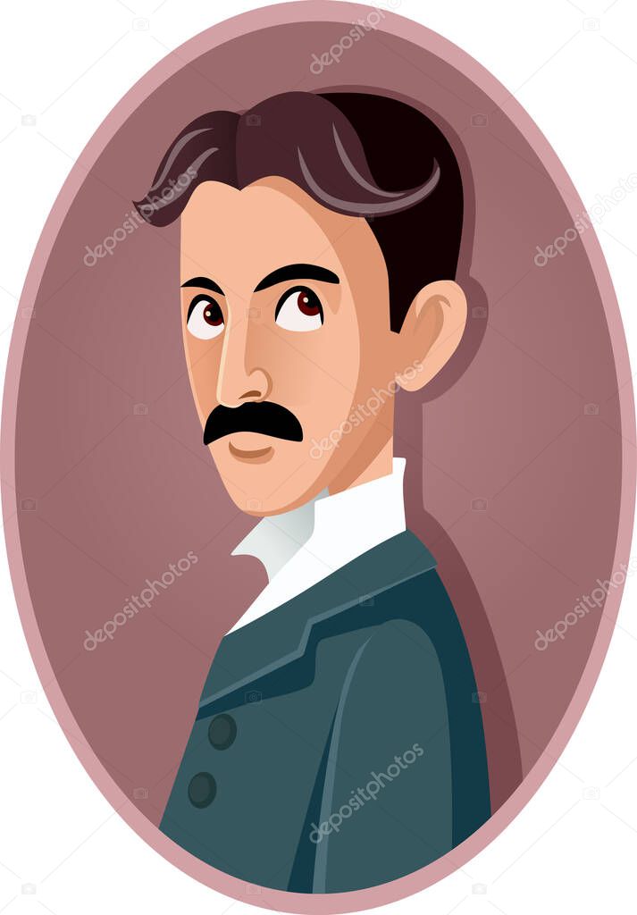 Nikola Tesla Vector Caricature Portrait