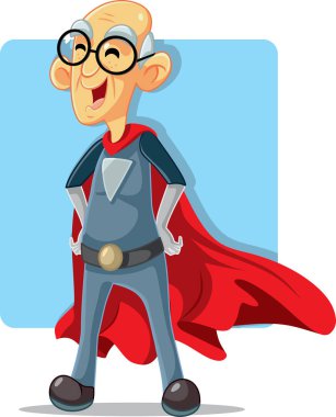 Old Senior Grandpa Superhero Vector Cartoon clipart