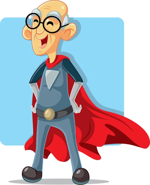 Gamla Senior Farfar Superhjälte Vector Cartoon — Stock vektor