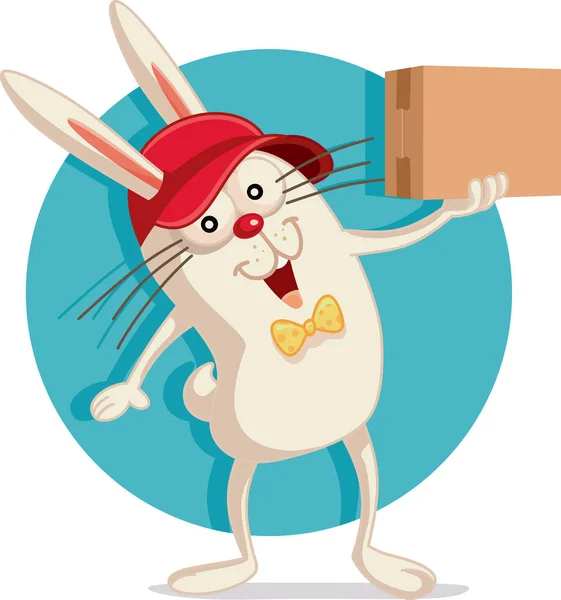 Levering Bunny Met Kartonnen Doos Vector Cartoon — Stockvector