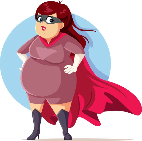 Vücut Pozitifliği Süper Kahraman Güzel Çizgi Kadın — Stok Vektör