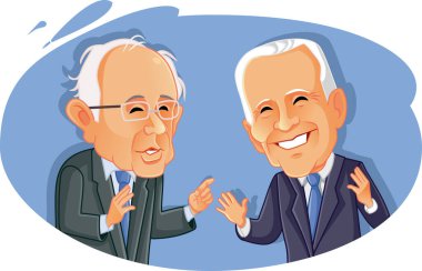 Washington Usa, 9 Mart, Bernie Sanders Joe Biden Vektör Karikatürüne Karşı
