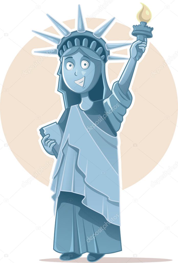 Liberty Statue Vector Caricature Celebrating  Independence Day