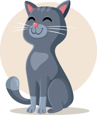 Vektör Gri Kedi Çizgi Film Çizimi