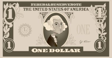  George Washington Vektör Çizgi Filmi ile Bir Dolar Tasarı