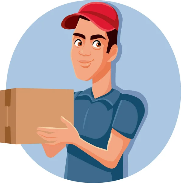 Livraison Homme Tenant Boîte Paquet Carton — Image vectorielle