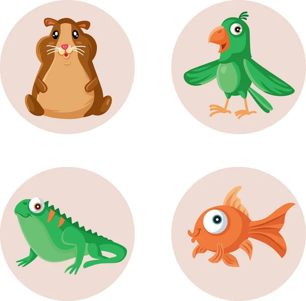 Cute Mascots Pet Shop Icons Vector Set — Stock Vector