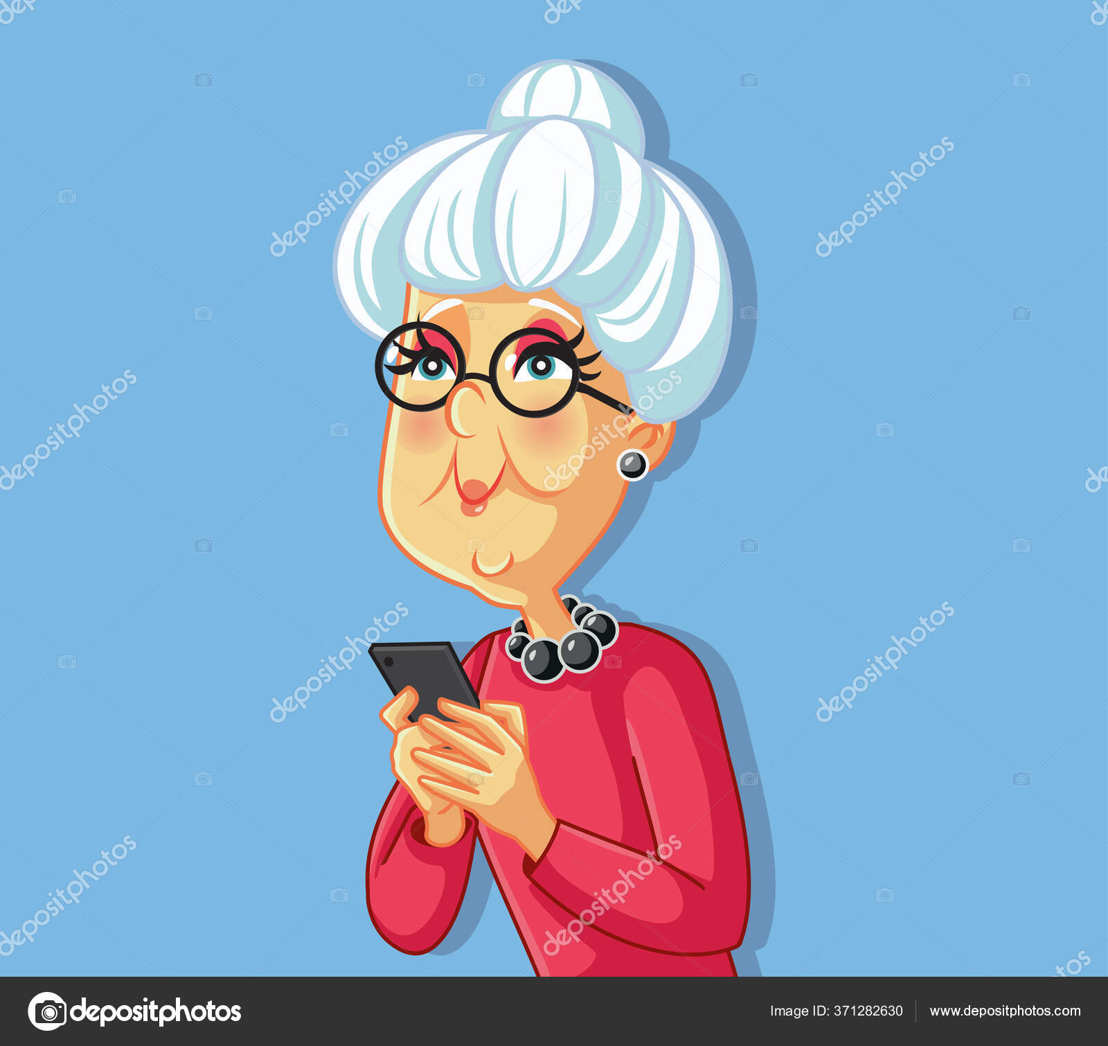 Vector Cartoon Character Old Woman With Wavy Hair And Female Retired Person  Royalty Free SVG, Cliparts, Vectors, And Stock Image 