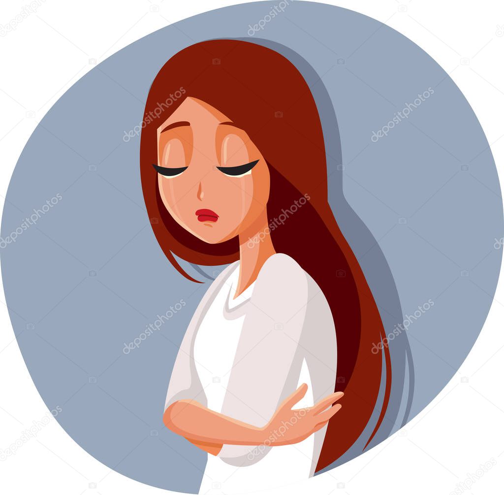 Sad Depressed Woman Crying Alone
