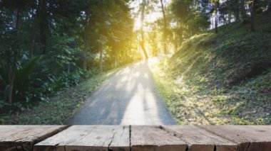 güneş ışığı ve bahar zamanı (bulanıklık görüntü ile ormanda yol)