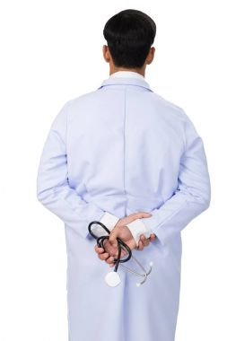 genç doktor, Doktor onun stetoskop holding arka görünümü