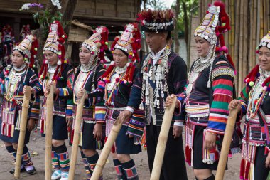 Tayland akha tepe kabile şarkı geleneksel şarkı göstermek için kurulmasını